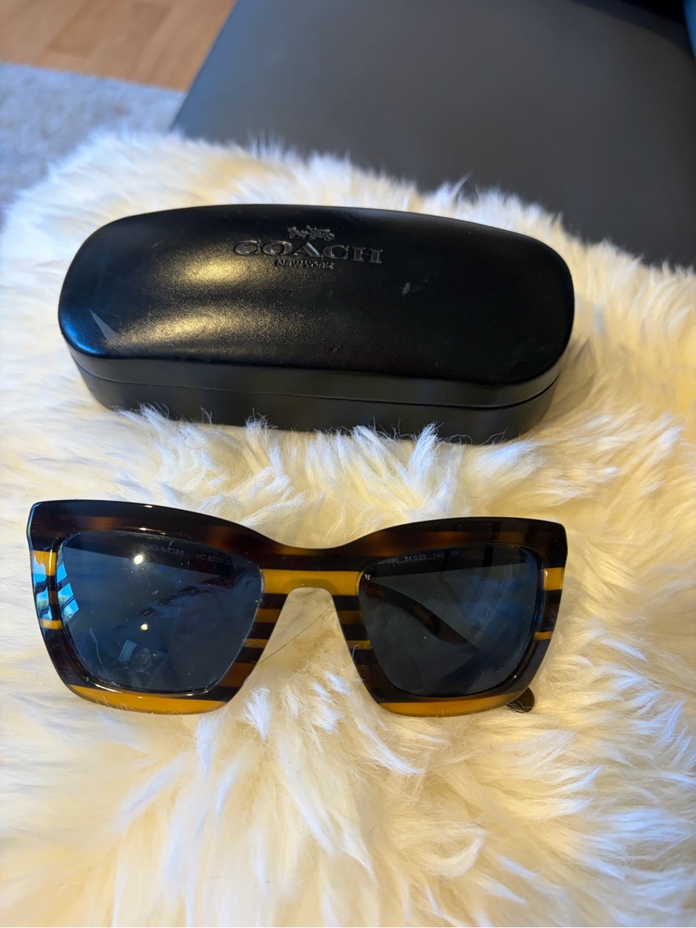 Coach Women’s Tortoiseshell Blue Lens Sunglasses